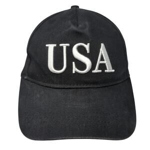 USA Trump Strapback Baseball Hat Black One Size Adjustable Embroidered